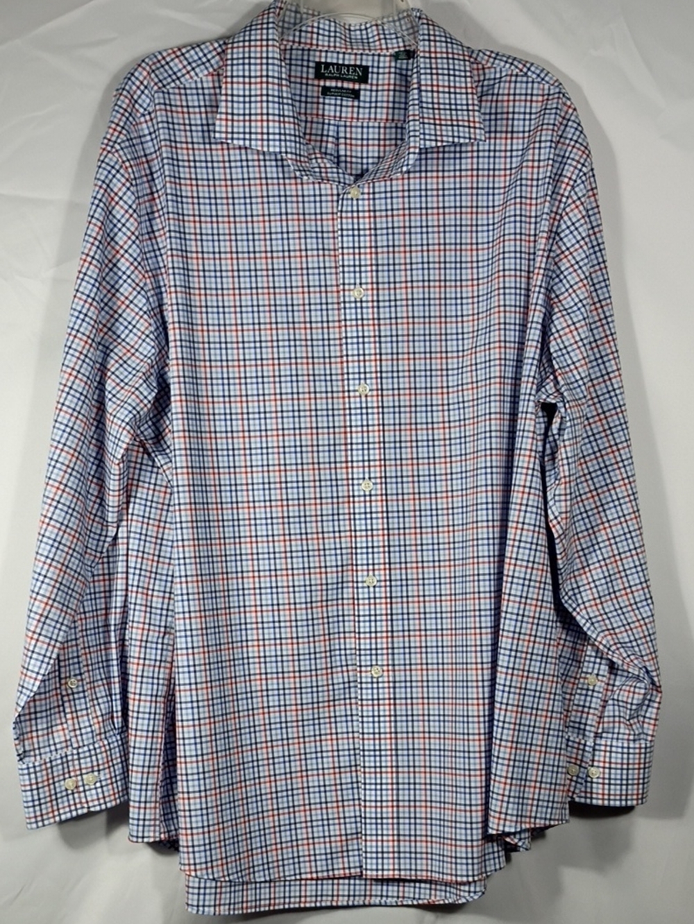 EUC Lauren Ralph Lauren Men’s Blue and Red Plaid Long Sleeve Button Down Sz 2XL
